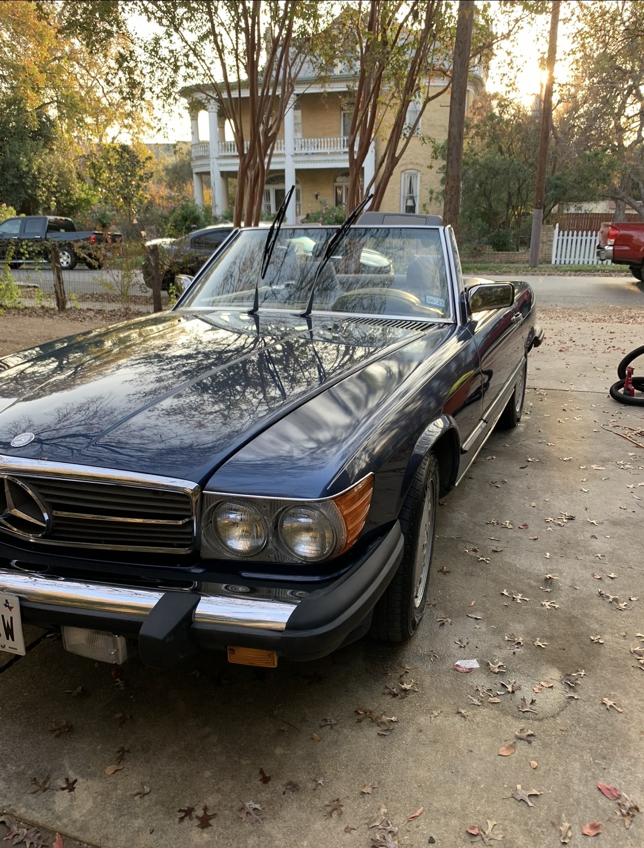 Classic Mercedes convertible exterior front after detail and wax